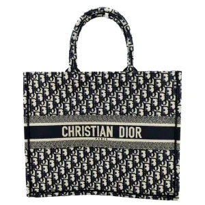 CHRISTIAN DIOR Large Book Oblique Embroidered Canvas Tote Bag Multicolor