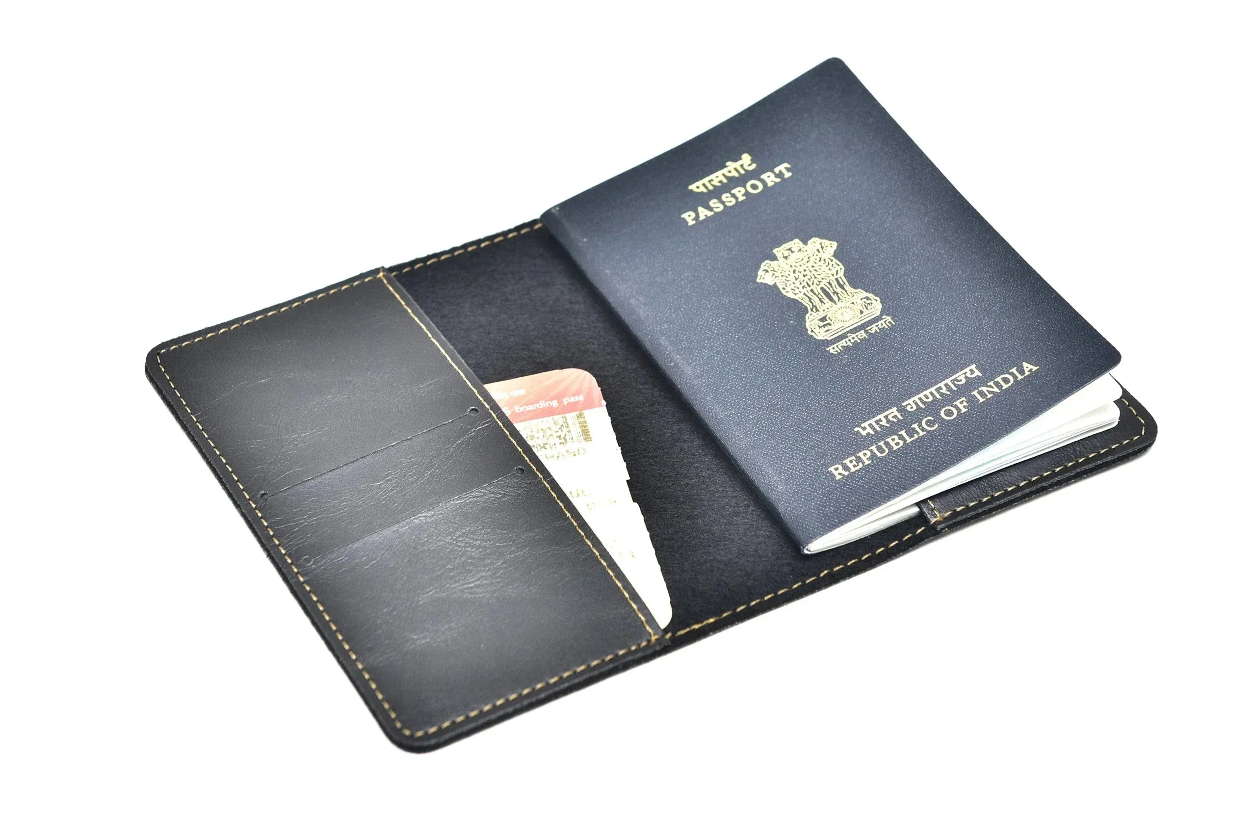 Classy Leather Customized Couple Traveller Combo (2 pcs) - Black