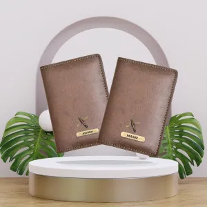 Classy Leather Customized Couple Traveller Combo (2 pcs) - Brown