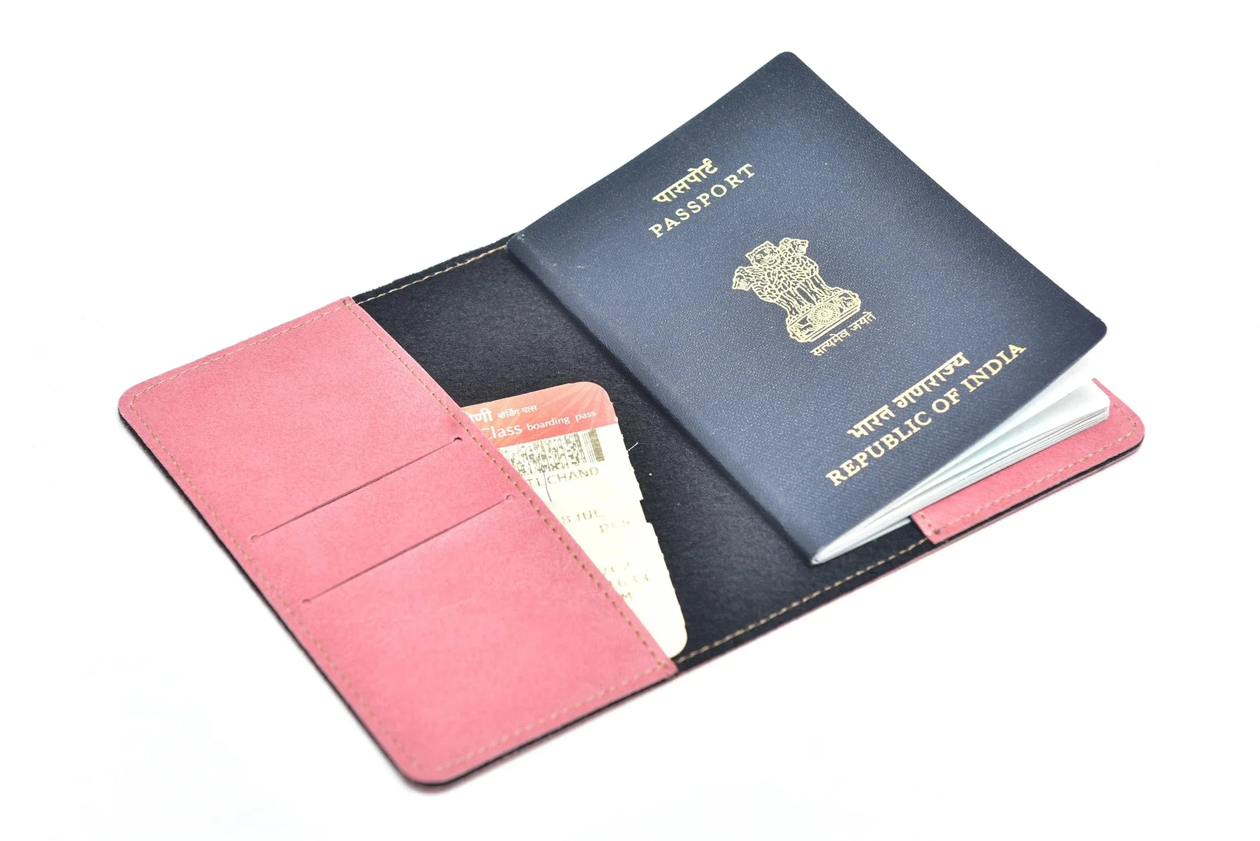 Classy Leather Customized Couple Traveller Combo (2 pcs) - Peach