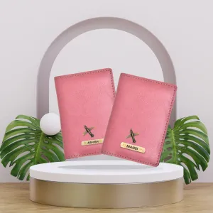 Classy Leather Customized Couple Traveller Combo (2 pcs) - Peach