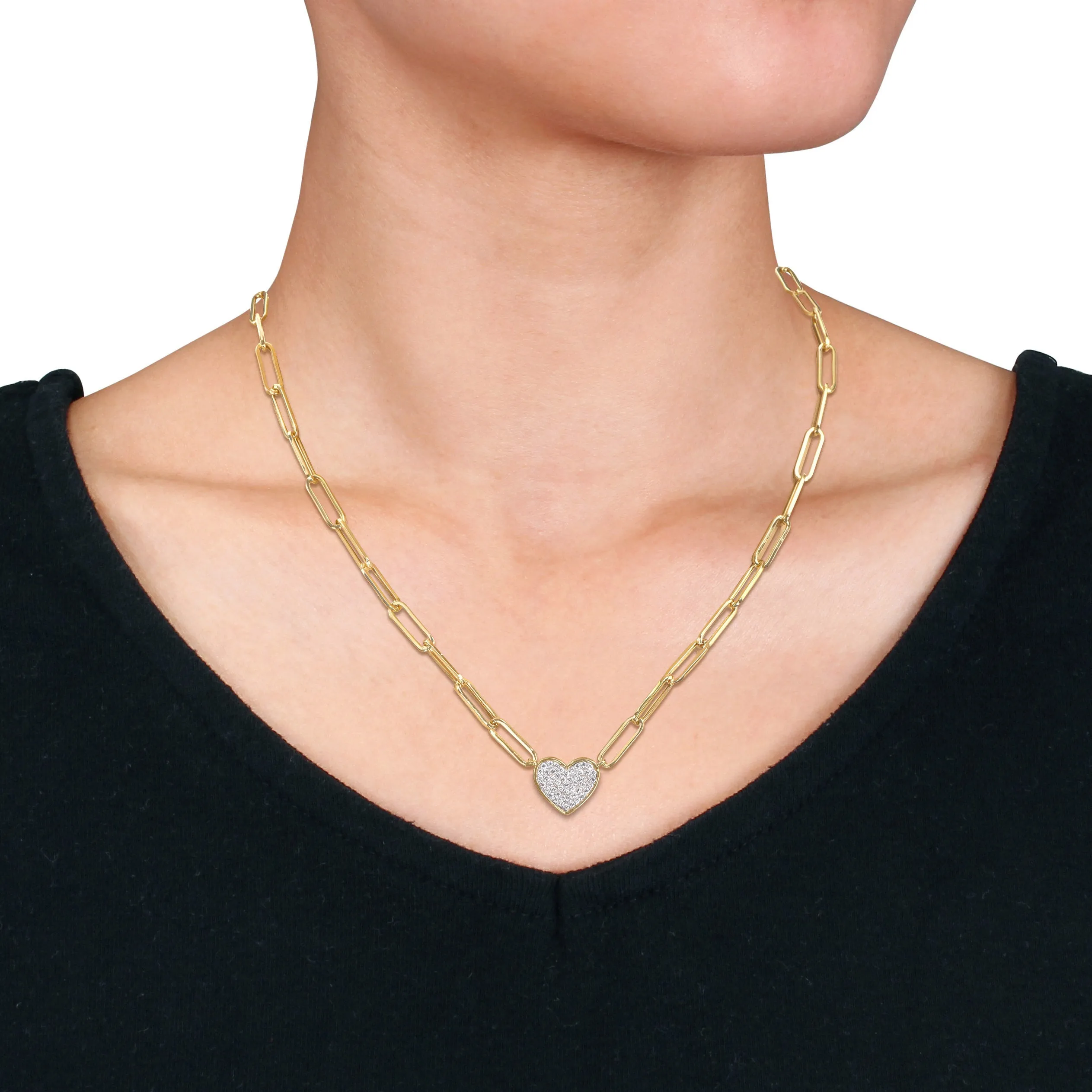 Clustered Heart Charm With Paperclip Chain