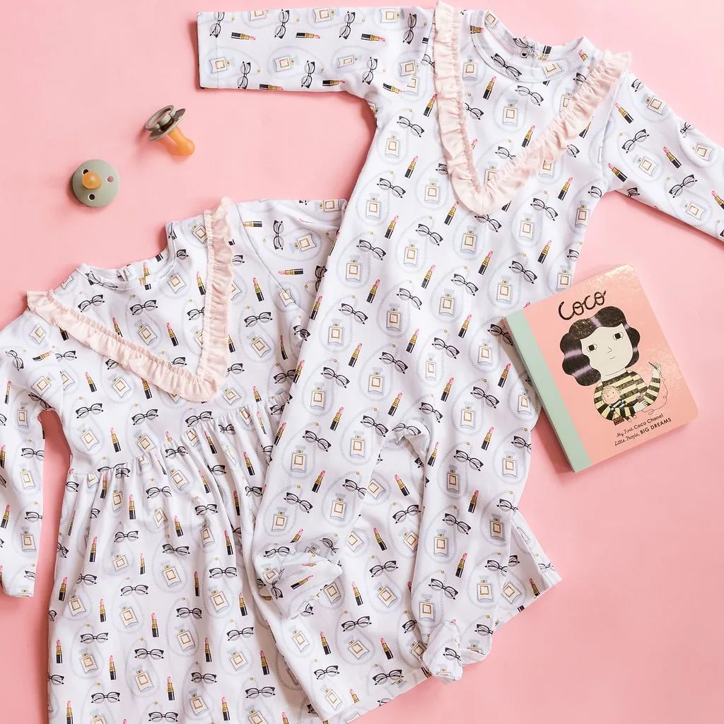 Coco Print Footie with Ruffle