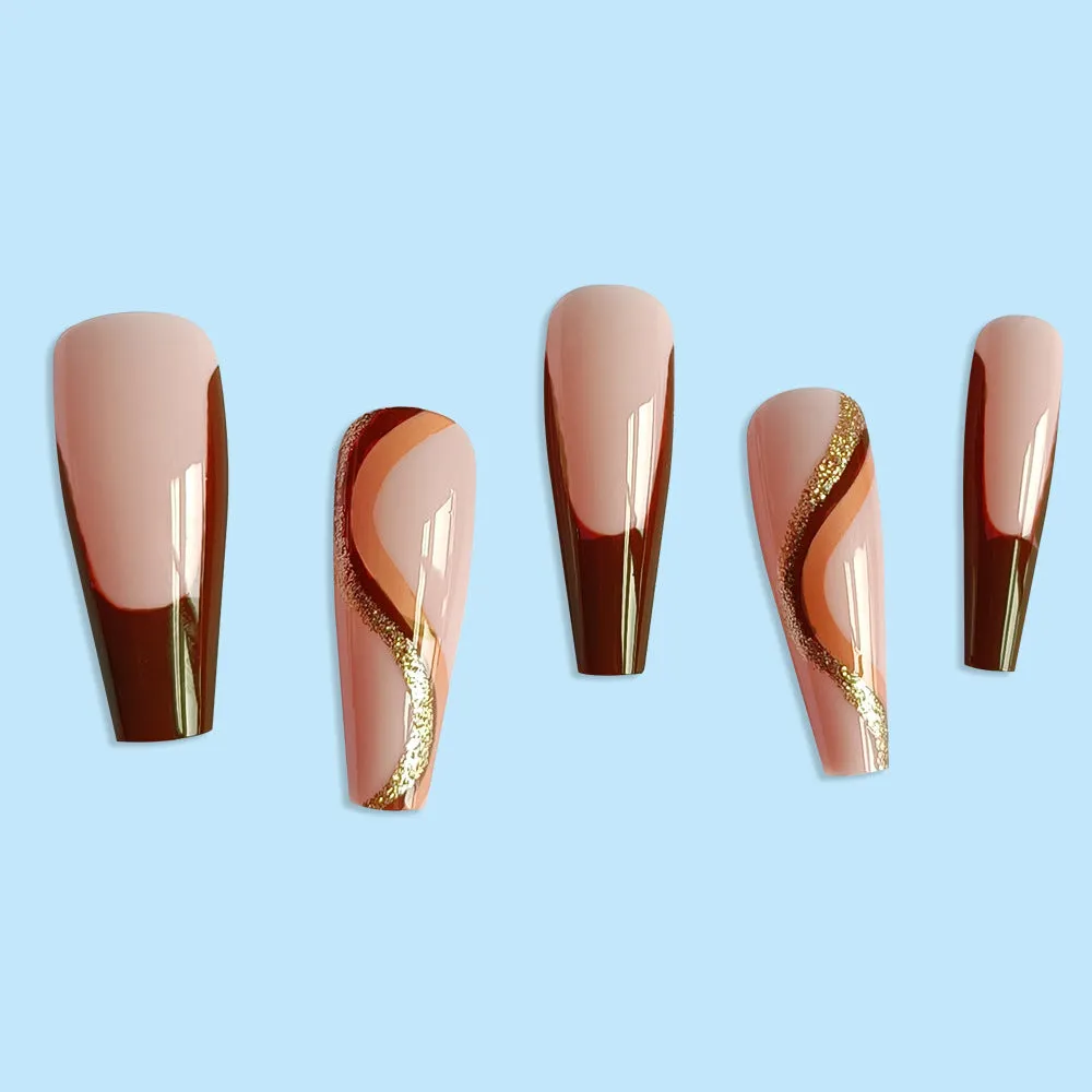 Coffin coffee gold French color-blocking