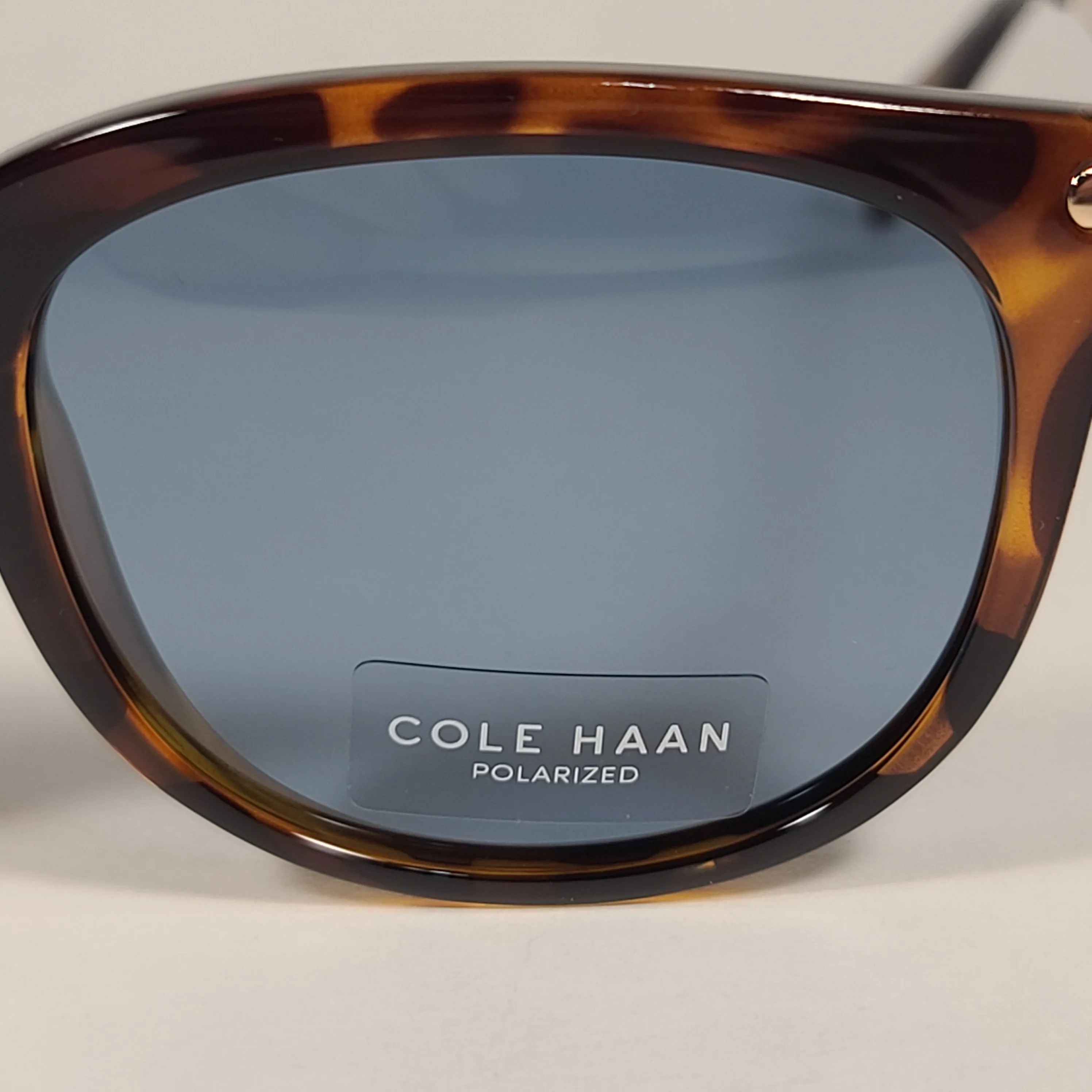 Cole Haan CH7036 215 Polarized Designer Sunglasses Brown Tortoise Gold Frame Blue Flash Lens