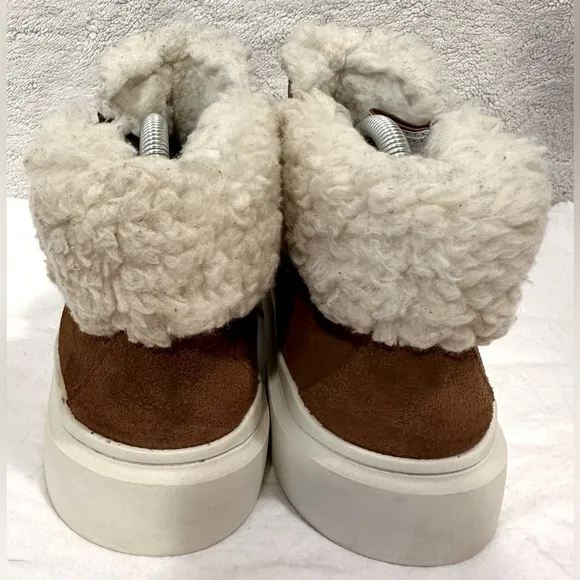 Cole Haan “Grandpro Rally” waterproof brown carmel suede bootie faux shearling