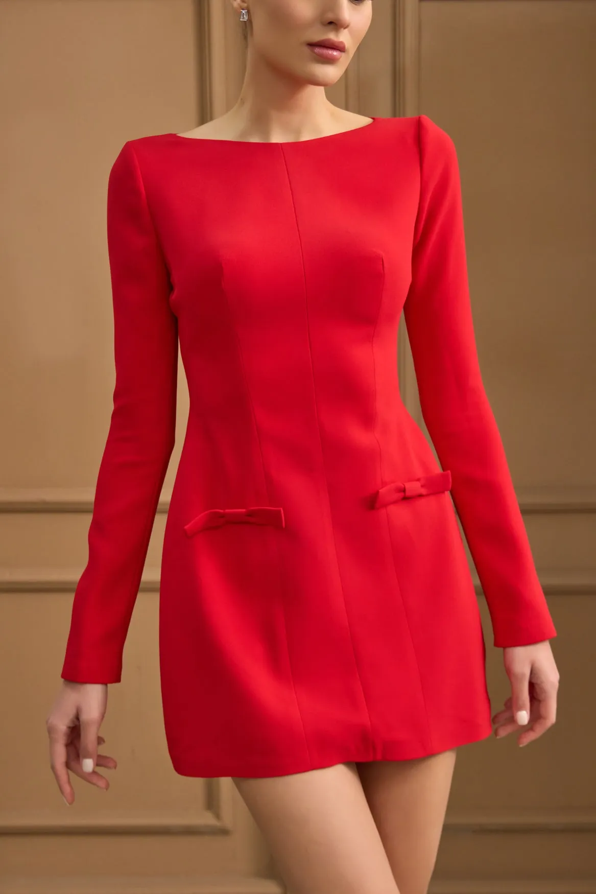 Colette mini long sleeve dress with bows