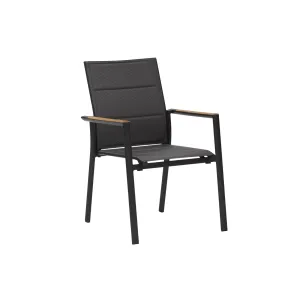 Como Outdoor Padded Dining Chair Aluminium with Teak Insert - Charcoal