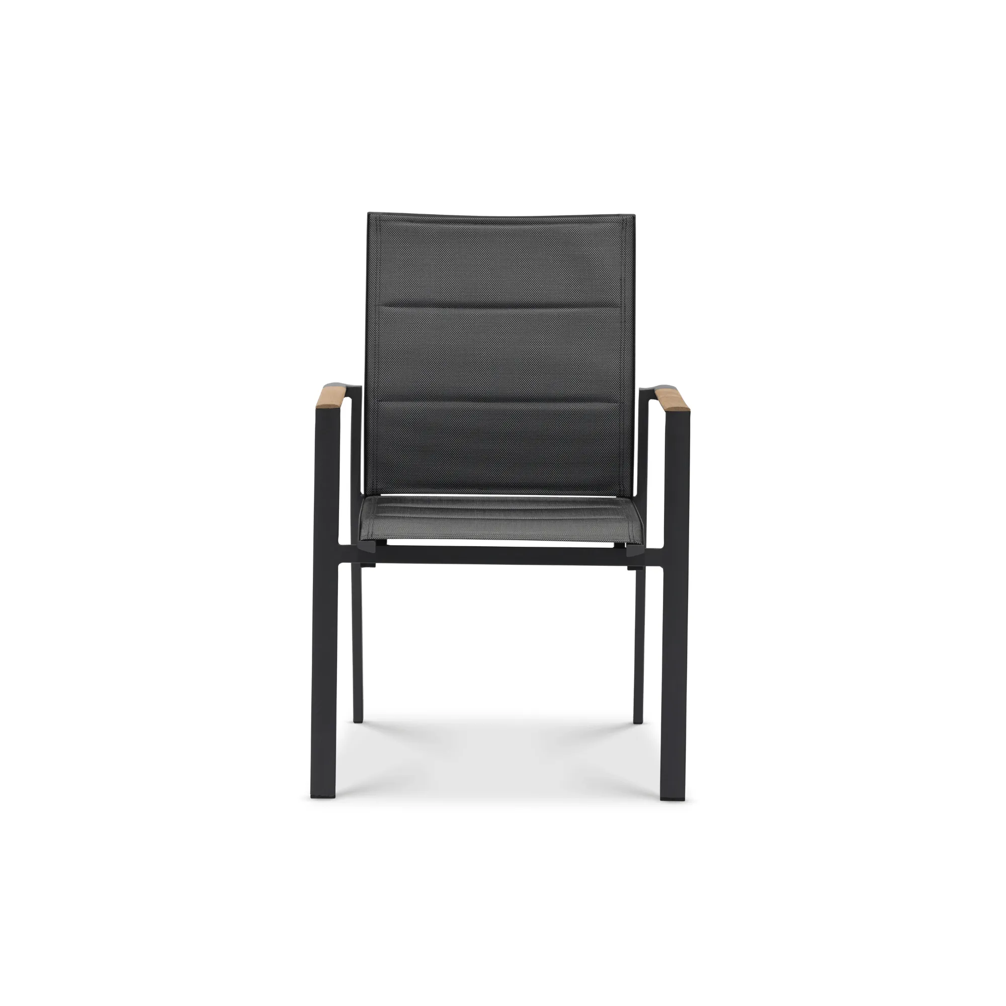 Como Outdoor Padded Dining Chair Aluminium with Teak Insert - Charcoal