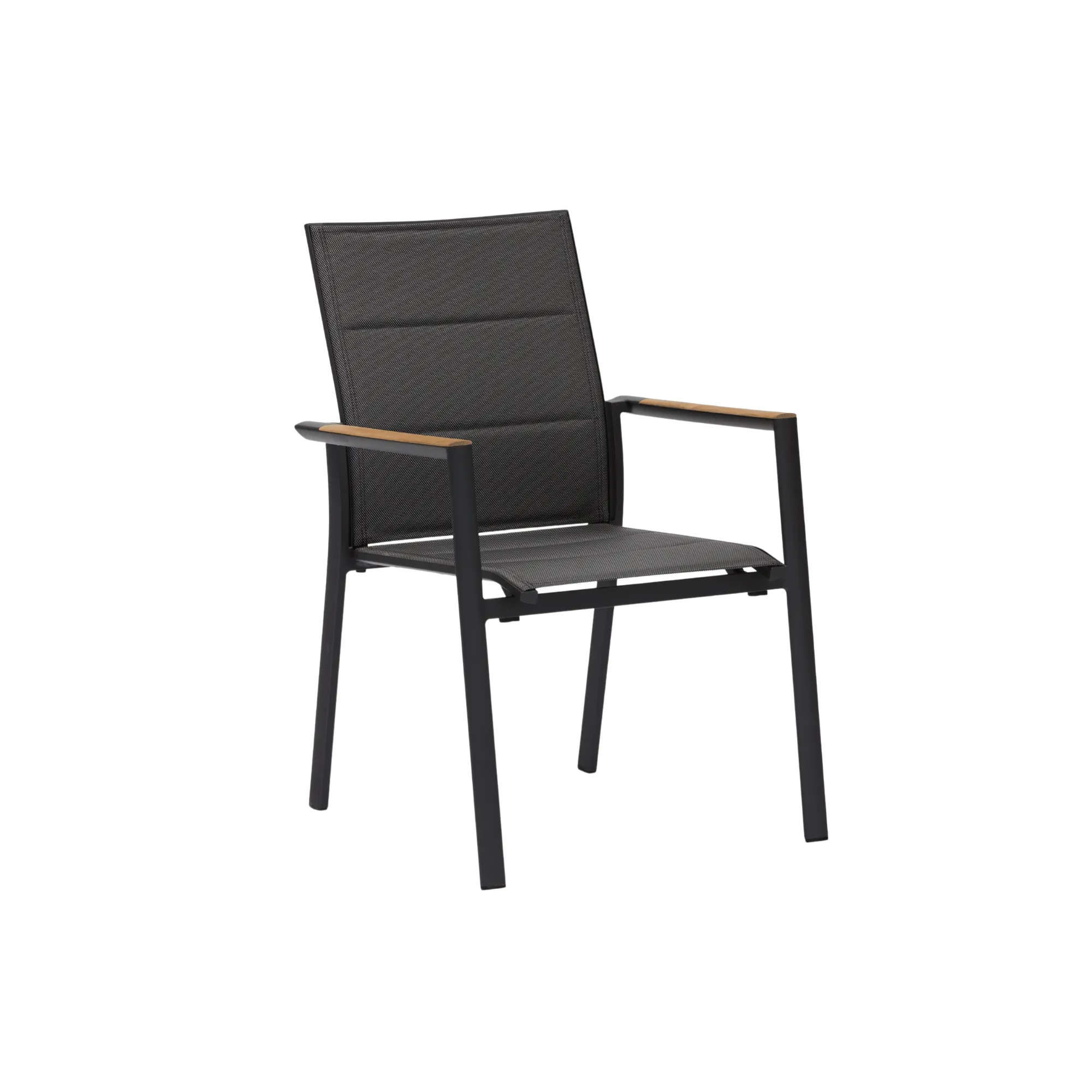Como Outdoor Padded Dining Chair Aluminium with Teak Insert - Charcoal