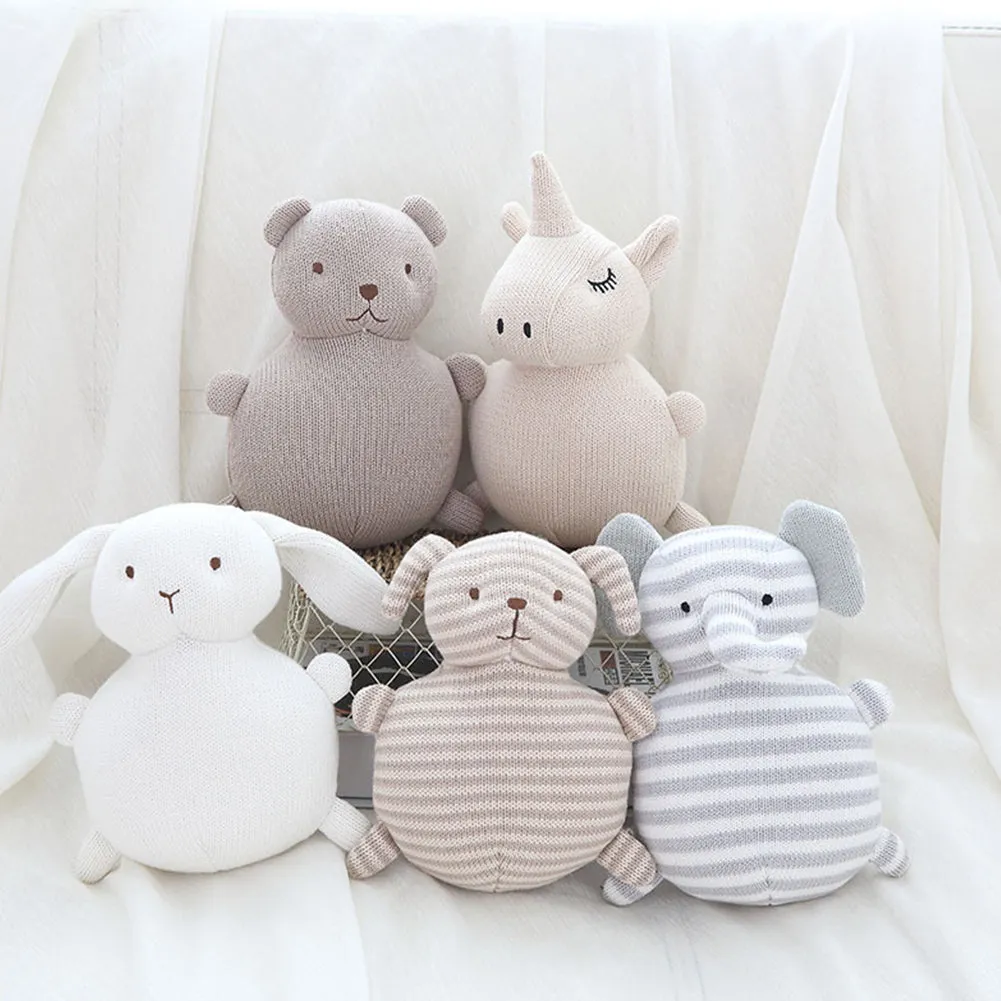Cotton Knitted Wool Animal Doll Super Cute Baby Pacified Plush Toys Rabbit (built-in bell)