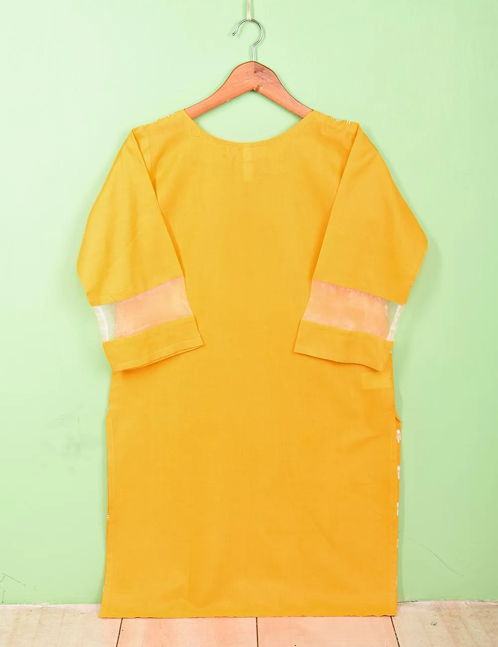 Cotton Printed Stitched Kurti - (TS-081C-Yellow)