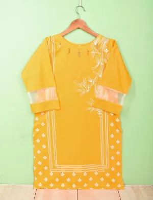 Cotton Printed Stitched Kurti - (TS-081C-Yellow)