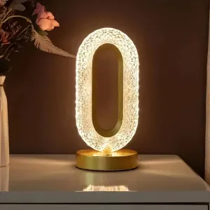 Cozy Nights Crystal Oval Table Lamp with Gold Base