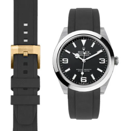 Curved End Rubber Strap for Rolex Explorer I 40mm with Tang Buckle