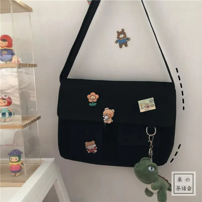 Cute Canvas Bag Wild Student Women Handbags Shoulder Bag Female Japanese Harajuku Diagonal Crossbody