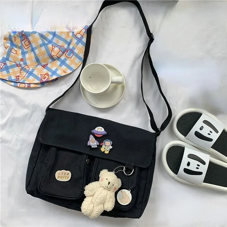 Cute Canvas Bag Wild Student Women Handbags Shoulder Bag Female Japanese Harajuku Diagonal Crossbody