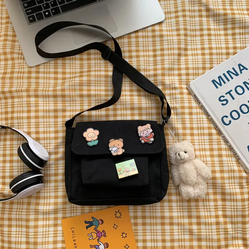 Cute Canvas Bag Wild Student Women Handbags Shoulder Bag Female Japanese Harajuku Diagonal Crossbody