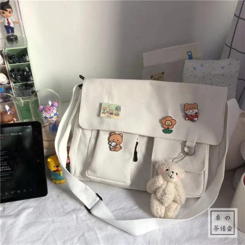 Cute Canvas Bag Wild Student Women Handbags Shoulder Bag Female Japanese Harajuku Diagonal Crossbody