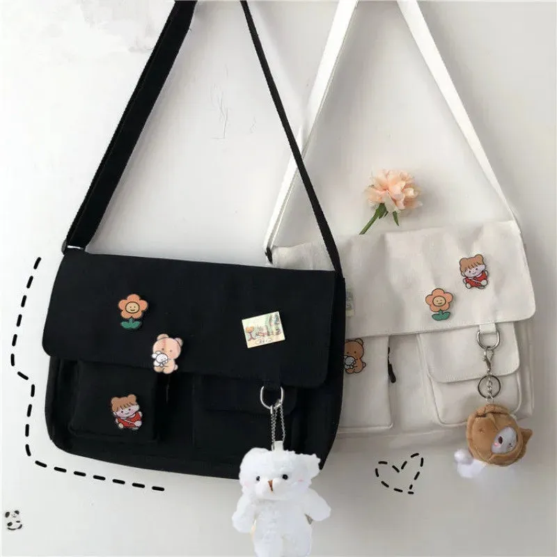 Cute Canvas Bag Wild Student Women Handbags Shoulder Bag Female Japanese Harajuku Diagonal Crossbody
