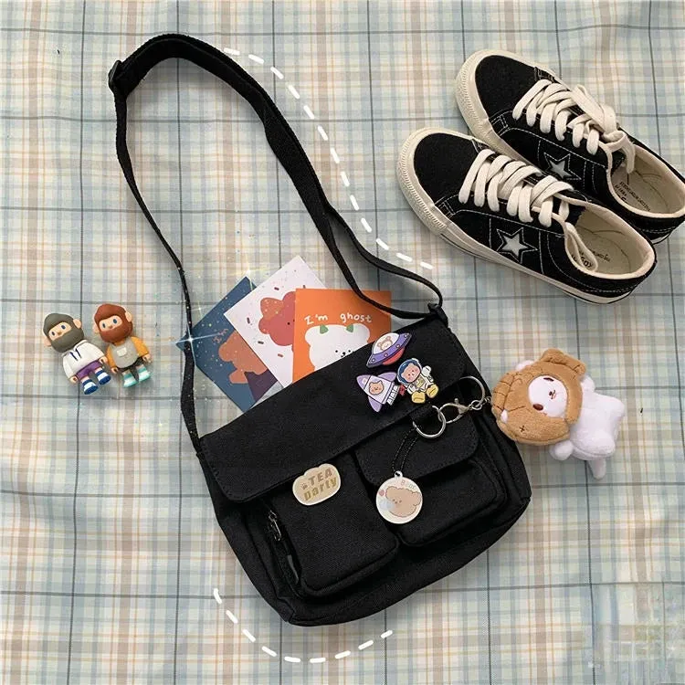 Cute Canvas Bag Wild Student Women Handbags Shoulder Bag Female Japanese Harajuku Diagonal Crossbody