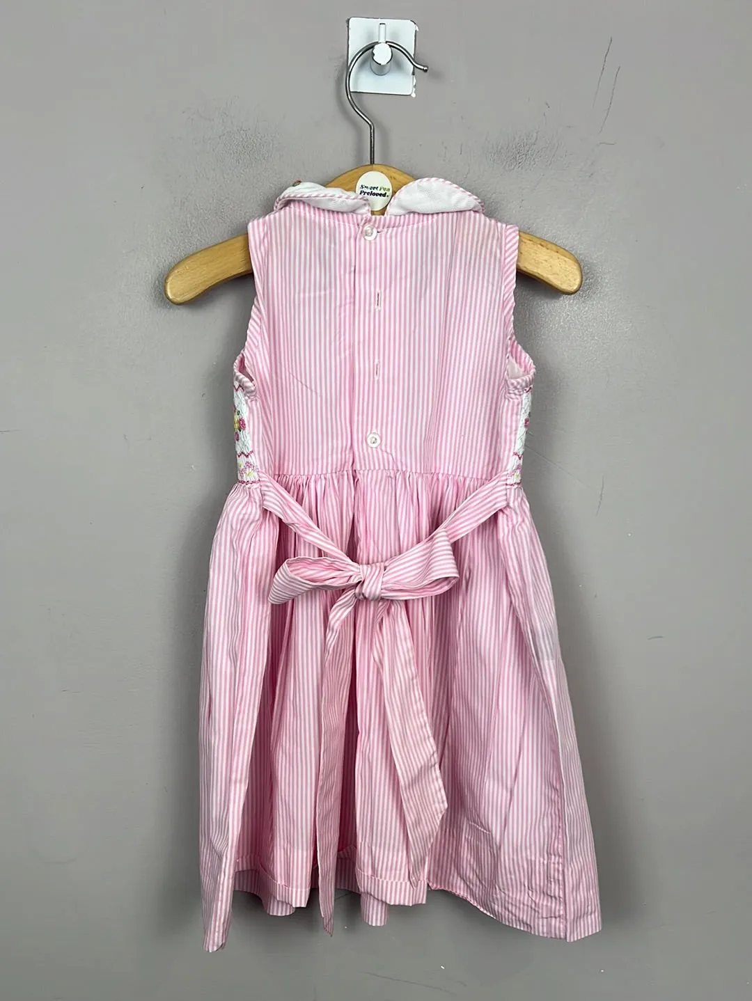D Embroidery Smocked Pink Dress 2y