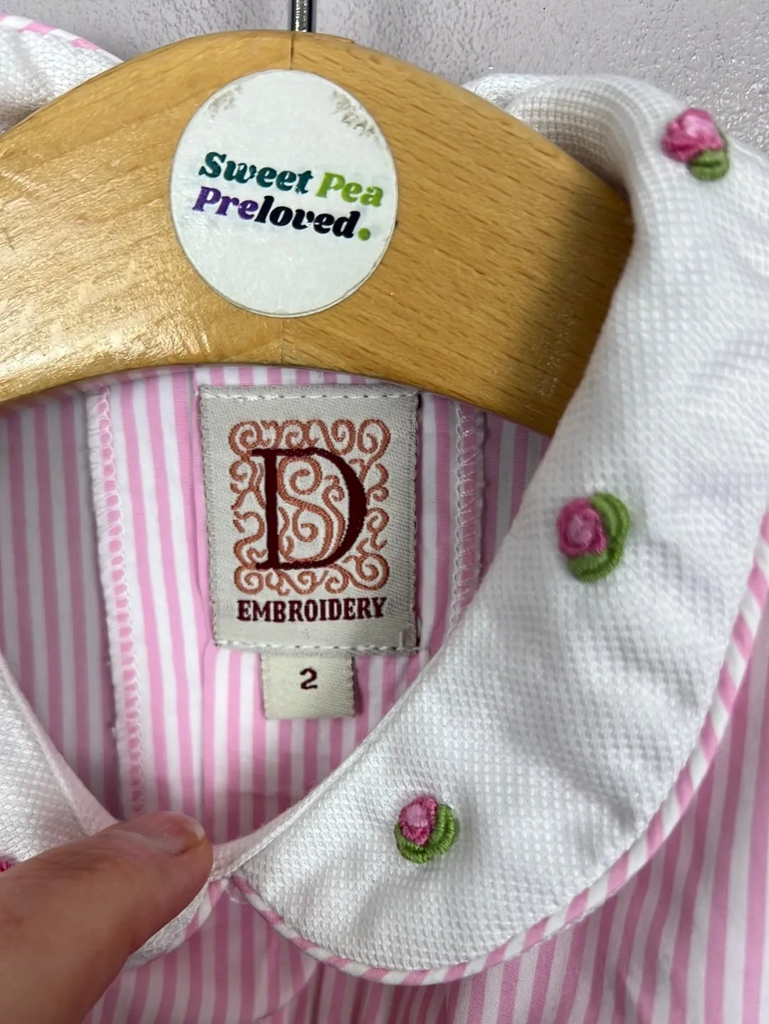 D Embroidery Smocked Pink Dress 2y