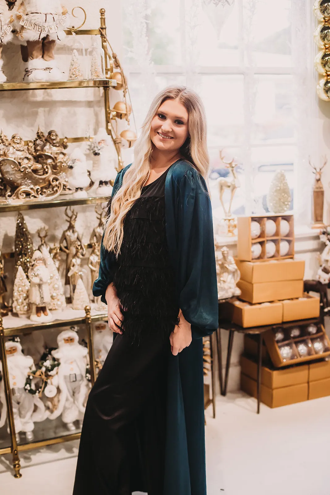 Dark Green Satin Duster