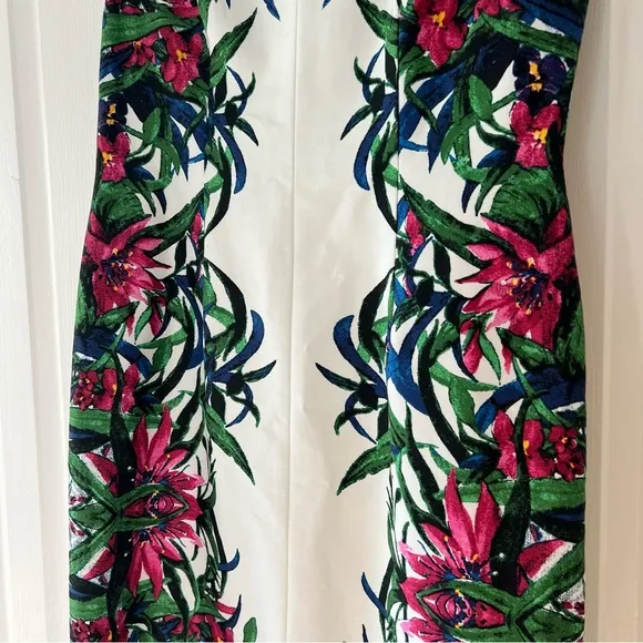 David Meister Floral Tropical Print Cap Sleeve Dress Size 10