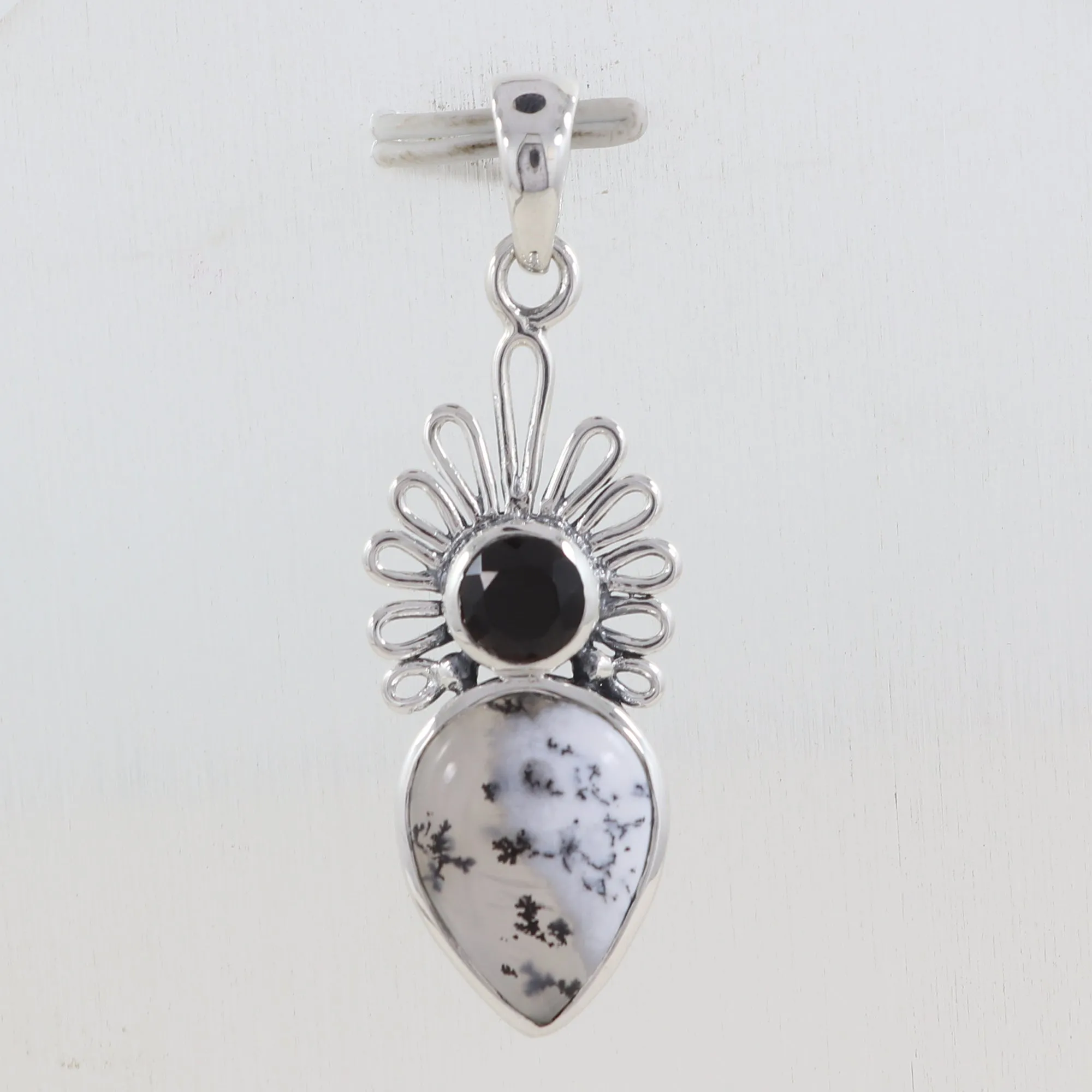 Dendritic Opal Silver Designer Pendant