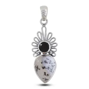 Dendritic Opal Silver Designer Pendant