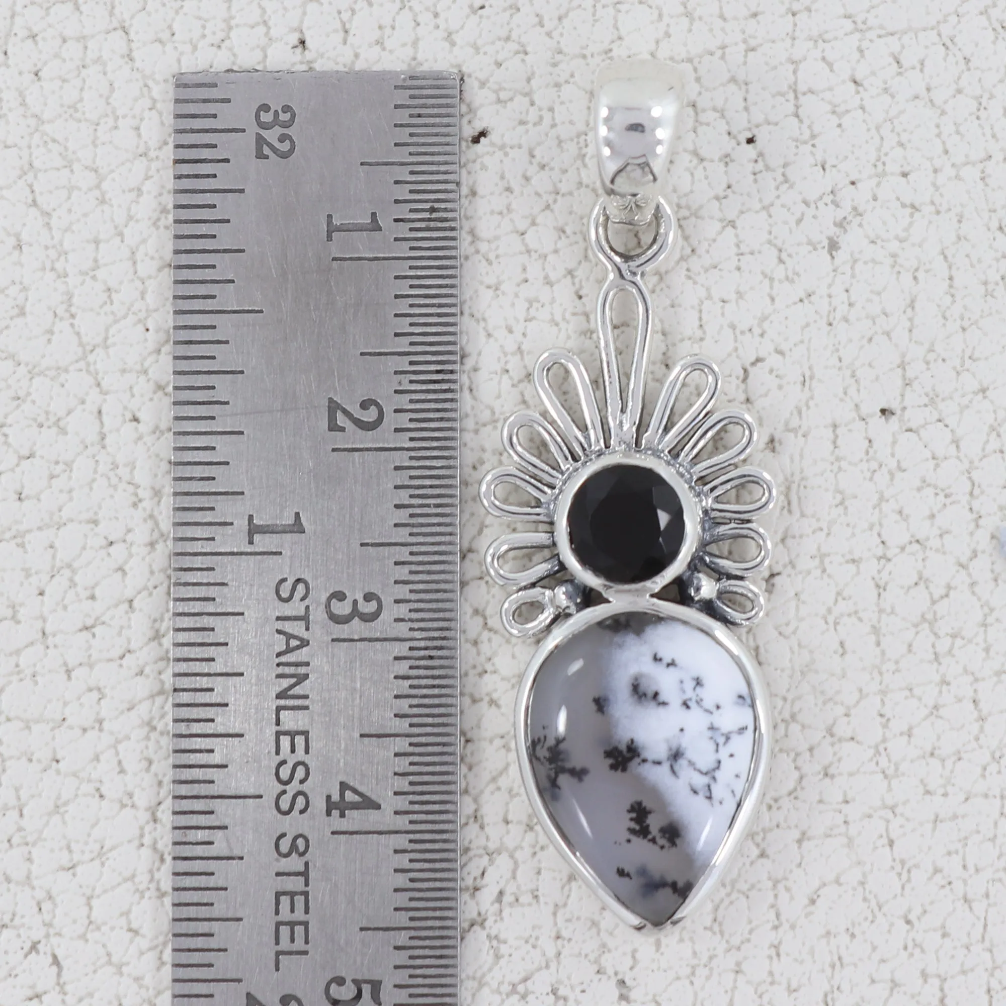 Dendritic Opal Silver Designer Pendant