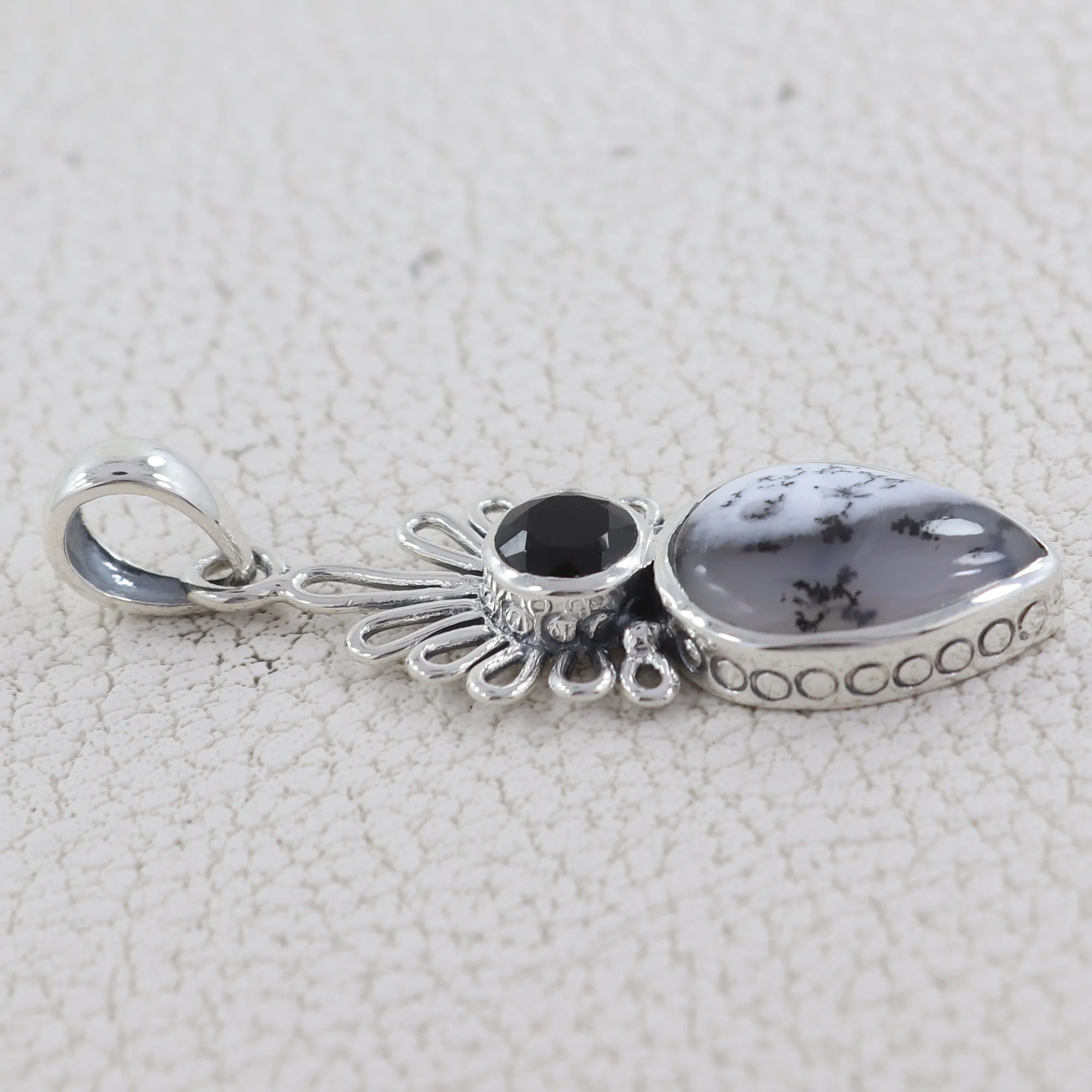 Dendritic Opal Silver Designer Pendant