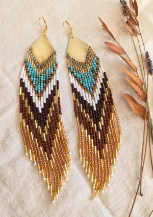 Desert Dreamcatcher Turquoise Beaded Earrings