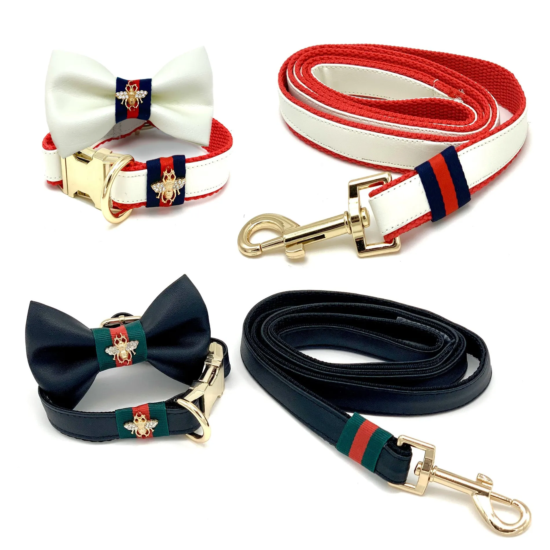 Designer Bee Collar, Leash, & Bow Tie Set