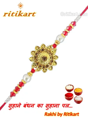 Designer Crystal Sun Flower Fancy Rakhi
