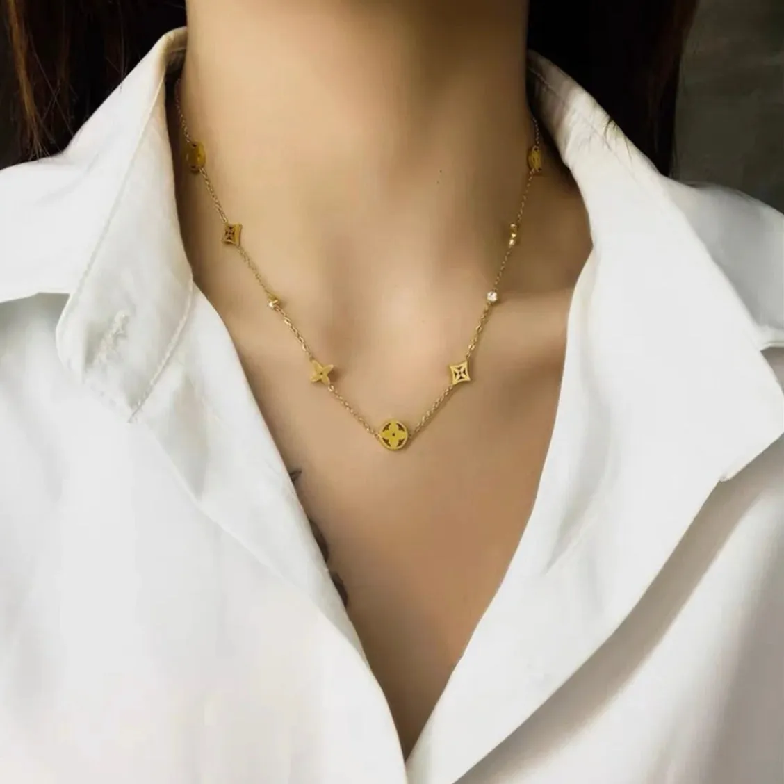 Designer Inspired Clover Necklace - Gold