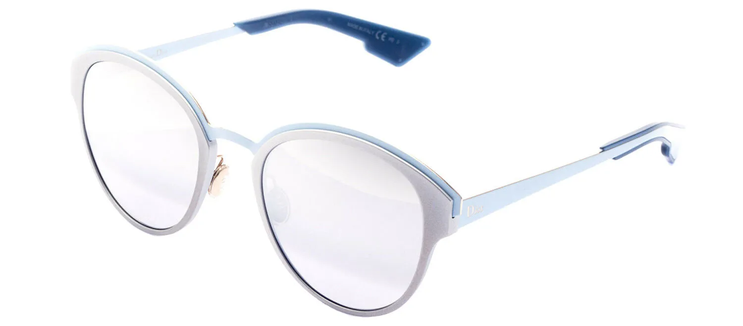 Dior CD DiorSun RCV 96 Round Metal Silver Sunglasses with Silver Mirror Lens