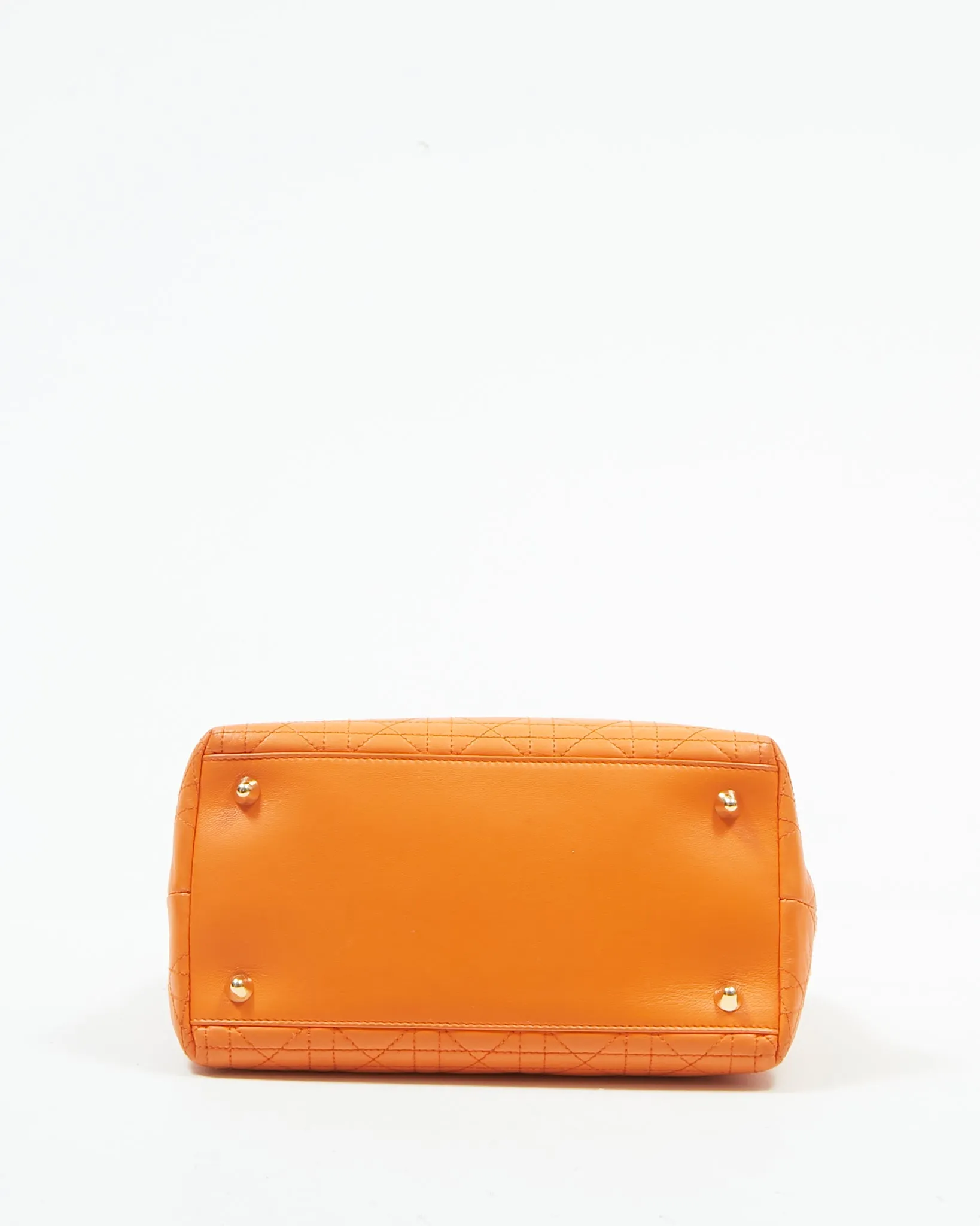 Dior Orange Leather Cannage Small Tote Bag