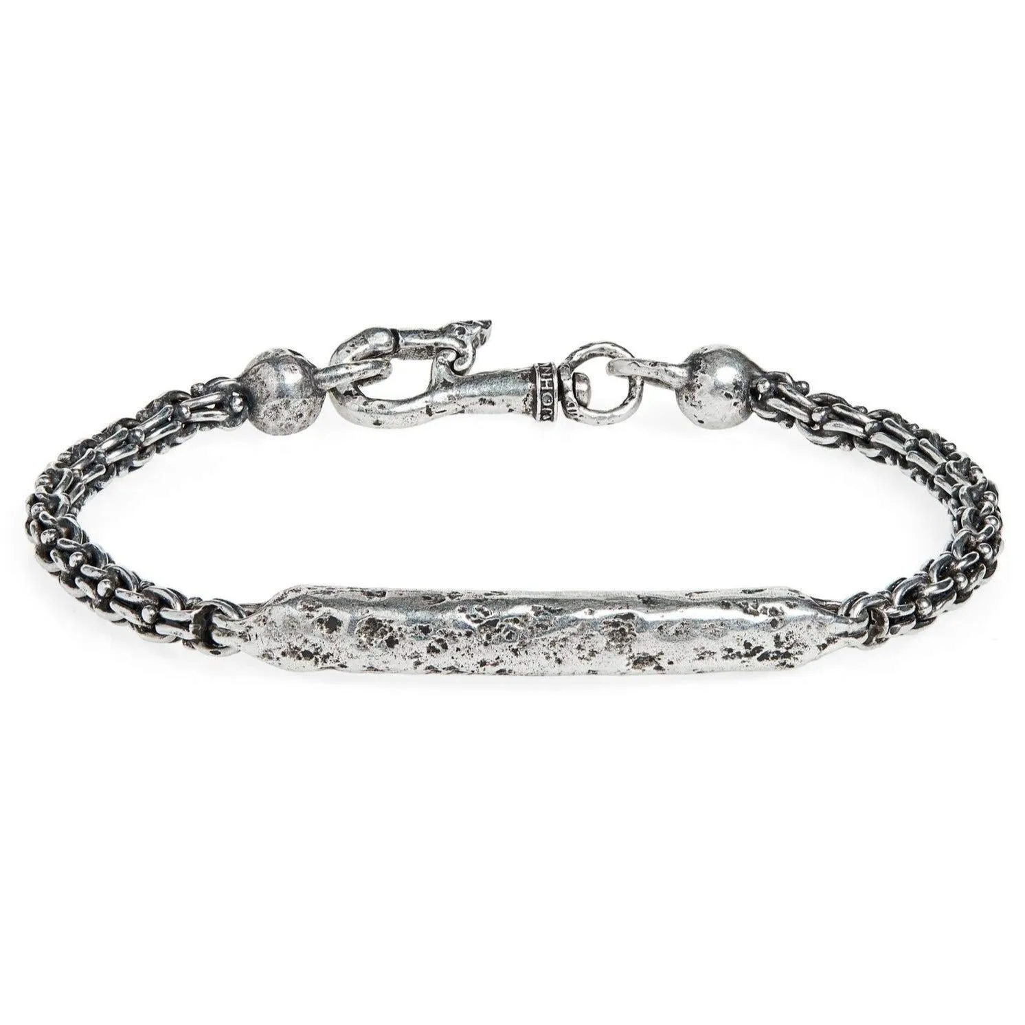 Distressed Silver ID Bracelet