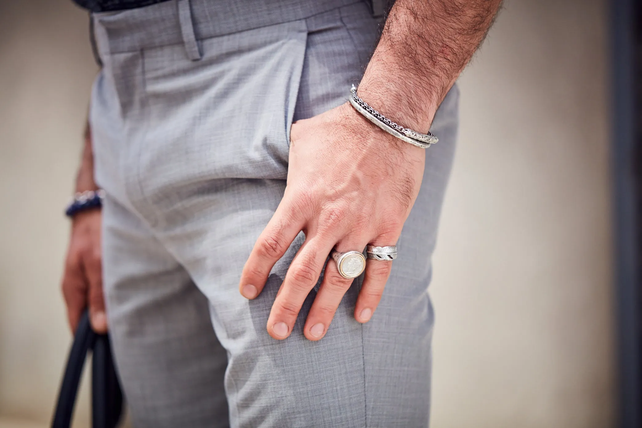 Distressed Silver ID Bracelet