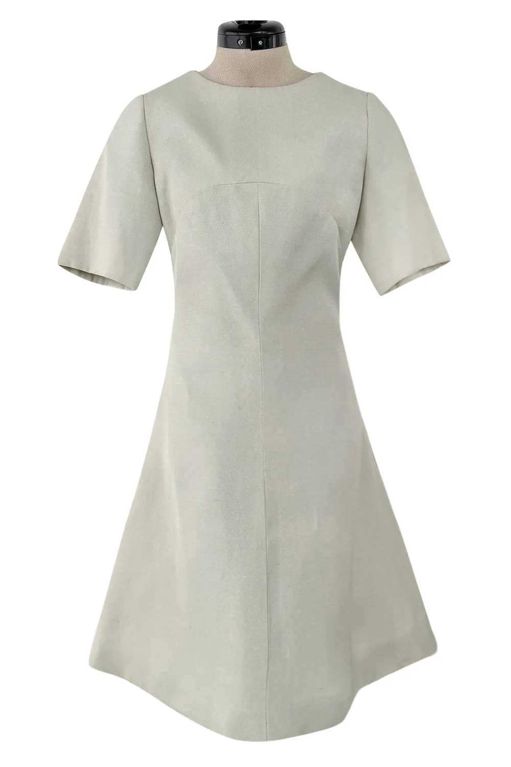 Documented Spring 1969 Christian Dior by Marc Bohan Haute Couture Stiffened Silk A-Line Dress