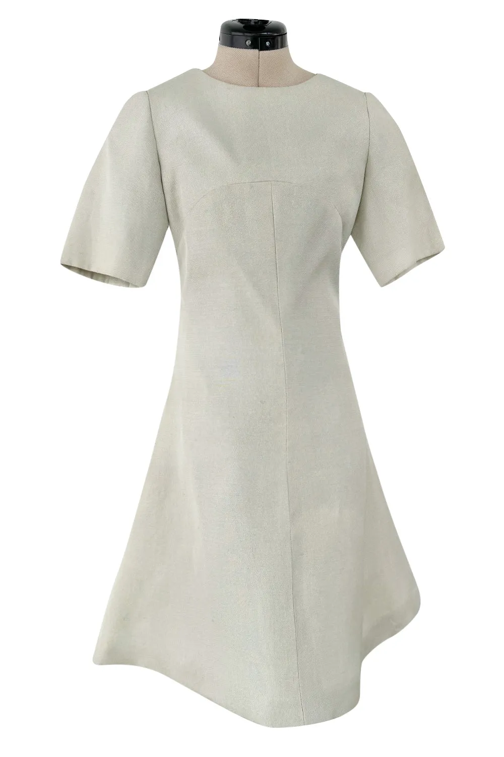 Documented Spring 1969 Christian Dior by Marc Bohan Haute Couture Stiffened Silk A-Line Dress
