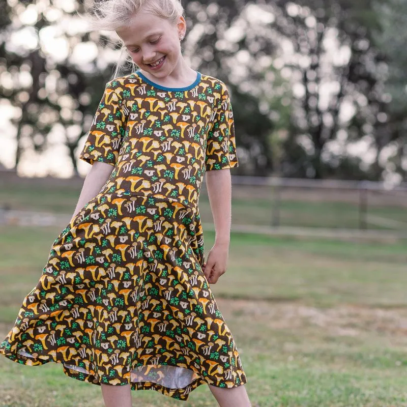 DUNS Sweden Chanterelle Mushroom Skater Dress - Short Sleeve (Generous Sizing)