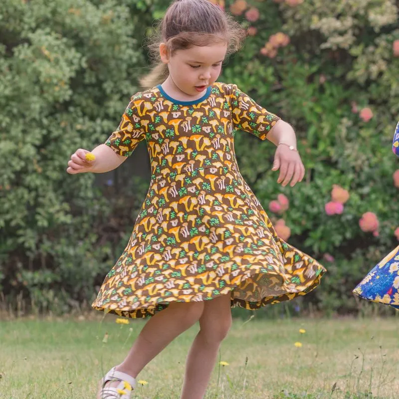 DUNS Sweden Chanterelle Mushroom Skater Dress - Short Sleeve (Generous Sizing)