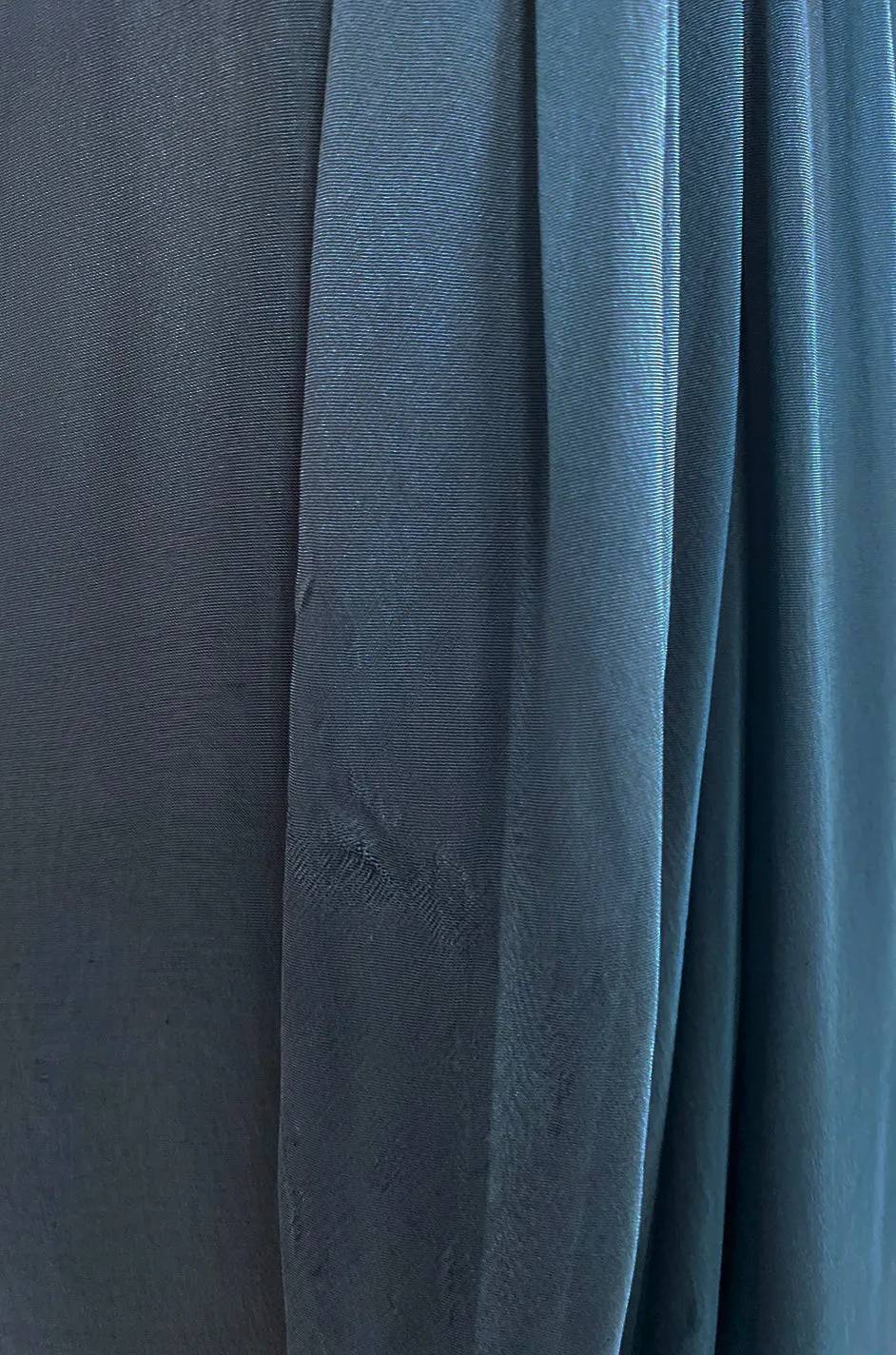 Early 1990s Oscar de la Renta Deep Teal Blue Silk Chiffon Custom Made Dress