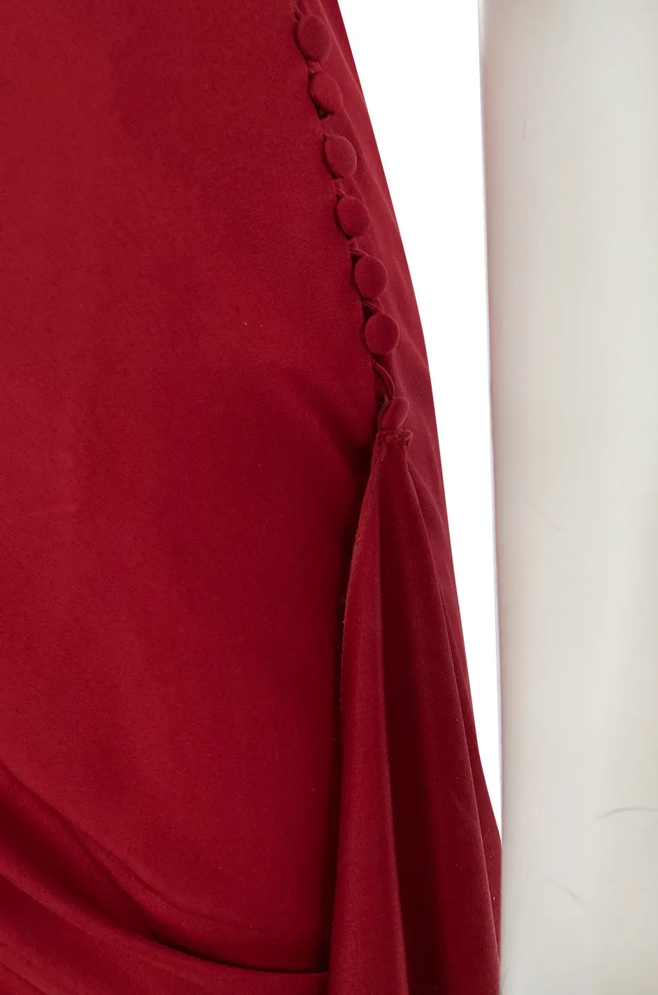 Early 2000s Dior Christian Dior by John Galliano Deep Red Satin Finish Bias Cut Dress w Extended Panel