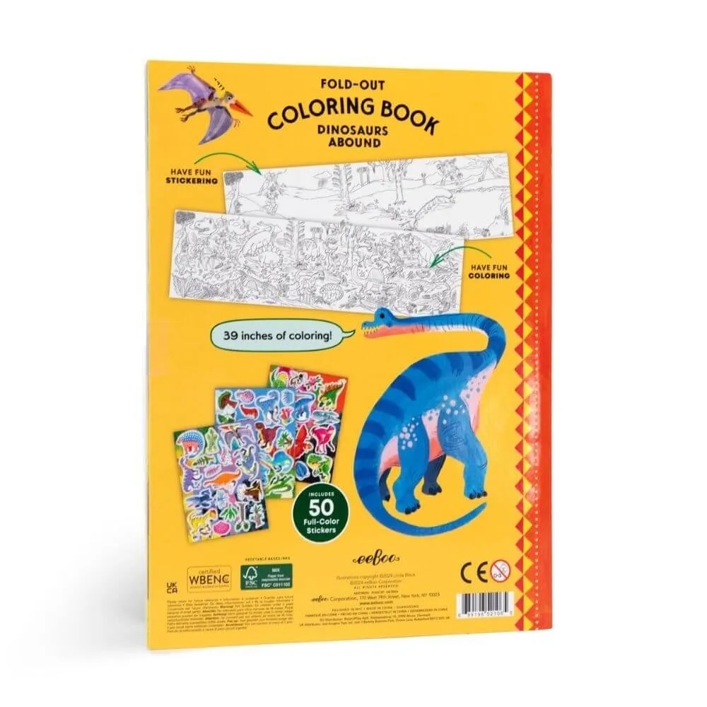 EeBoo Fold Out Colouring Book – Dinosaur Bound