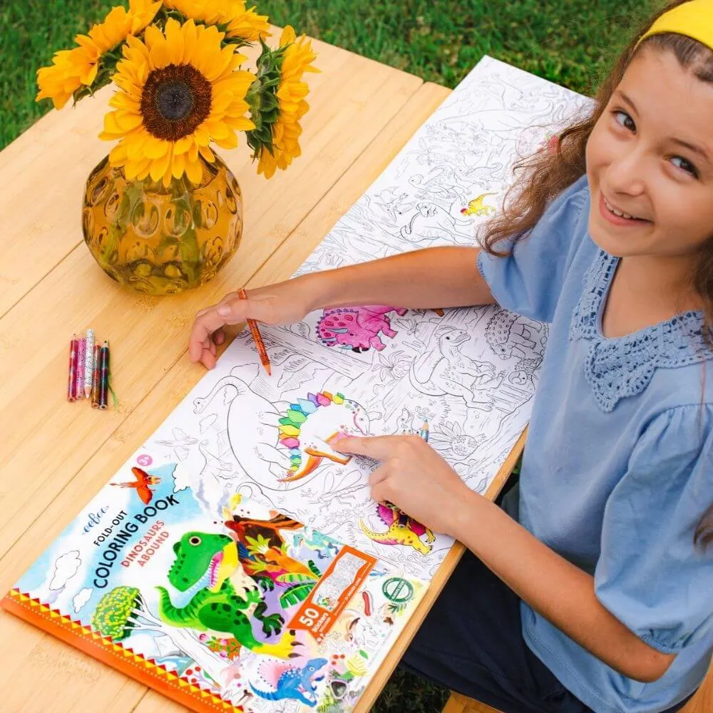 EeBoo Fold Out Colouring Book – Dinosaur Bound