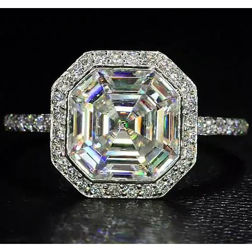 Elegant 8 Carat Halo Asscher Lab Grown Large Diamond Ring